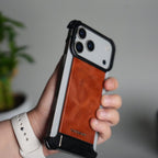 iPhone 17 Pro Max Magnetic Leather Case | Strong MagSafe + Metal Kickstand | Premium PU Leather Back with Aluminum Bumper Frame