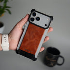 iPhone 17 Pro Max Magnetic Leather Case | Strong MagSafe + Metal Kickstand | Premium PU Leather Back with Aluminum Bumper Frame
