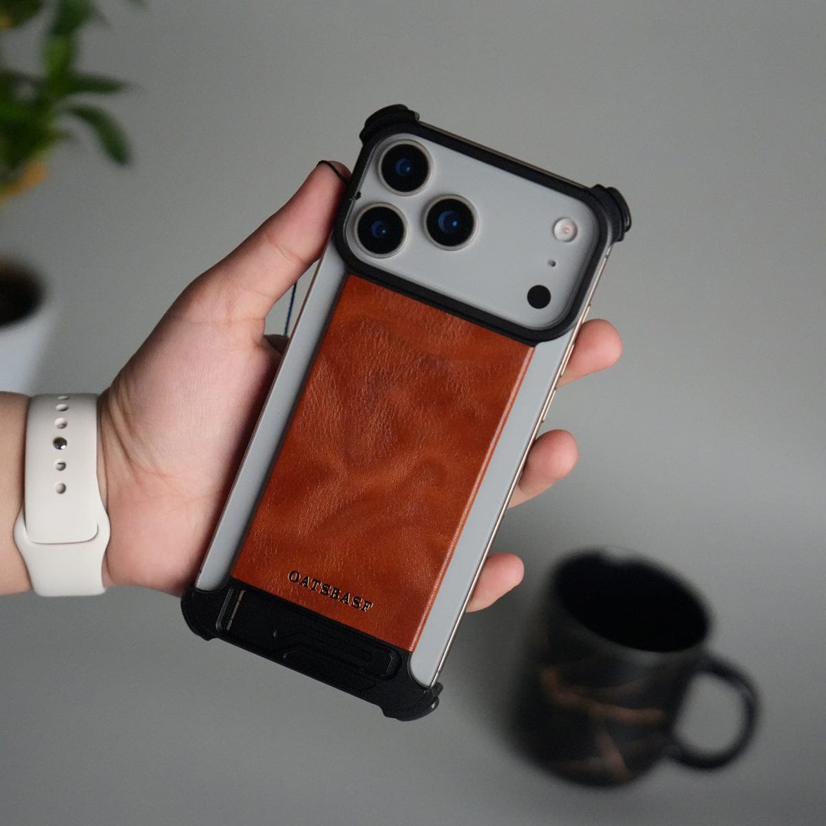 iPhone 17 Pro Max Magnetic Leather Case | Strong MagSafe + Metal Kickstand | Premium PU Leather Back with Aluminum Bumper Frame