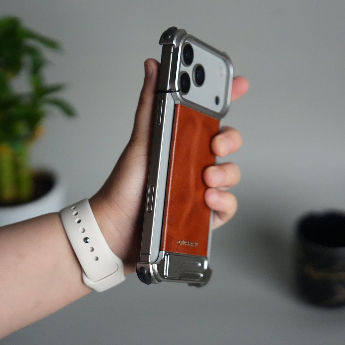 iPhone 17 Pro Max Magnetic Leather Case | Strong MagSafe + Metal Kickstand | Premium PU Leather Back with Aluminum Bumper Frame