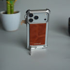iPhone 17 Pro Max Magnetic Leather Case | Strong MagSafe + Metal Kickstand | Premium PU Leather Back with Aluminum Bumper Frame