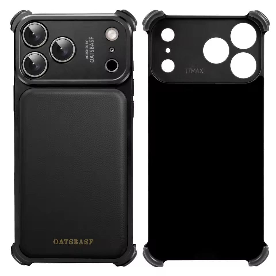 iPhone 17 Pro Max Premium Aluminum Metal Frame Case | Shockproof Corners | Luxury Leather Shells MagSafe Cover