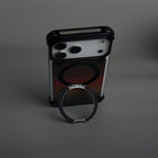 iPhone 17 Series Kevlar Fiber Texture Frameless Metal Kickstand Case
