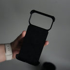 iPhone 17 Series Kevlar Fiber Texture Frameless Metal Kickstand Case