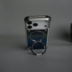 iPhone 17 Series Kevlar Fiber Texture Frameless Metal Kickstand Case