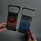 iPhone 17 Series Kevlar Fiber Texture Frameless Metal Kickstand Case