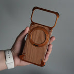 iPhone 17 Series Luxury Wooden Back + Metal Bumper Magsafe Case (Premium Edition)