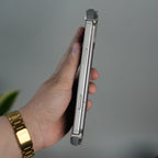 iPhone 17 Series Premium Blue Carbon Design Aluminium Metal Snap On Rotating Stand case