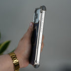 iPhone 17 Series Premium Blue Carbon Design Aluminium Metal Snap On Rotating Stand case