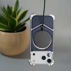 iPhone 17 Series Premium Blue Carbon Design Aluminium Metal Snap On Rotating Stand case