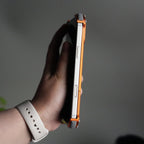 iPhone 17 Series Premium Orange Wooden Aluminium Metal Snap On Rotating Stand case