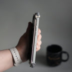 iPhone 17 Series Premium Silver Carbon Design Aluminium Metal Snap On Rotating Stand case