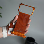 iPhone 17 Pro Max Magnetic Leather Case | Strong MagSafe + Metal Kickstand | Premium PU Leather Back with Aluminum Bumper Frame