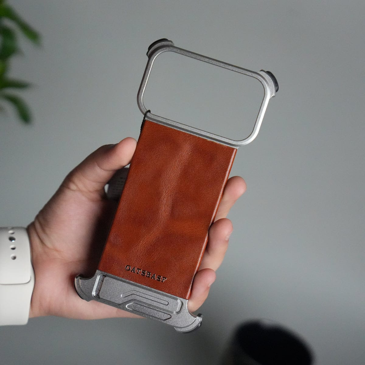 iPhone 17 Pro Max Magnetic Leather Case | Strong MagSafe + Metal Kickstand | Premium PU Leather Back with Aluminum Bumper Frame