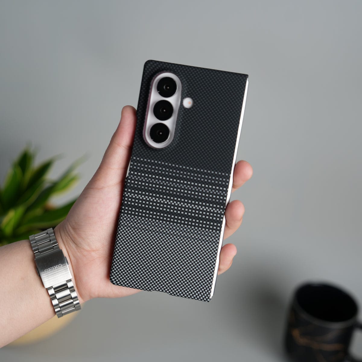 Aramid Design Hard Pc Case for Samsung Galaxy Z Fold 8 Ultra | MagSafe Cover | BlackGrayLine Design