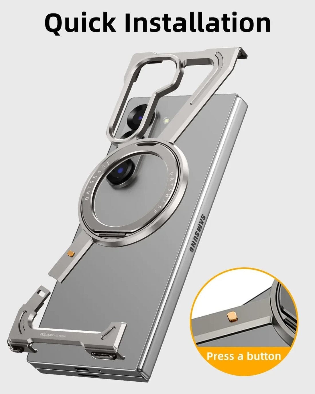 Z Shape Aluminium Metal Rotating Kickstand Case for Samsung Galaxy Z Fold 8 Ultra