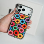 iPhone 17 Series Chrome Frame Floral Designer Bloom Case | Slim Protective Back Cover