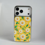 iPhone 17 Series Chrome Frame Floral Designer Bloom Case | Slim Protective Back Cover