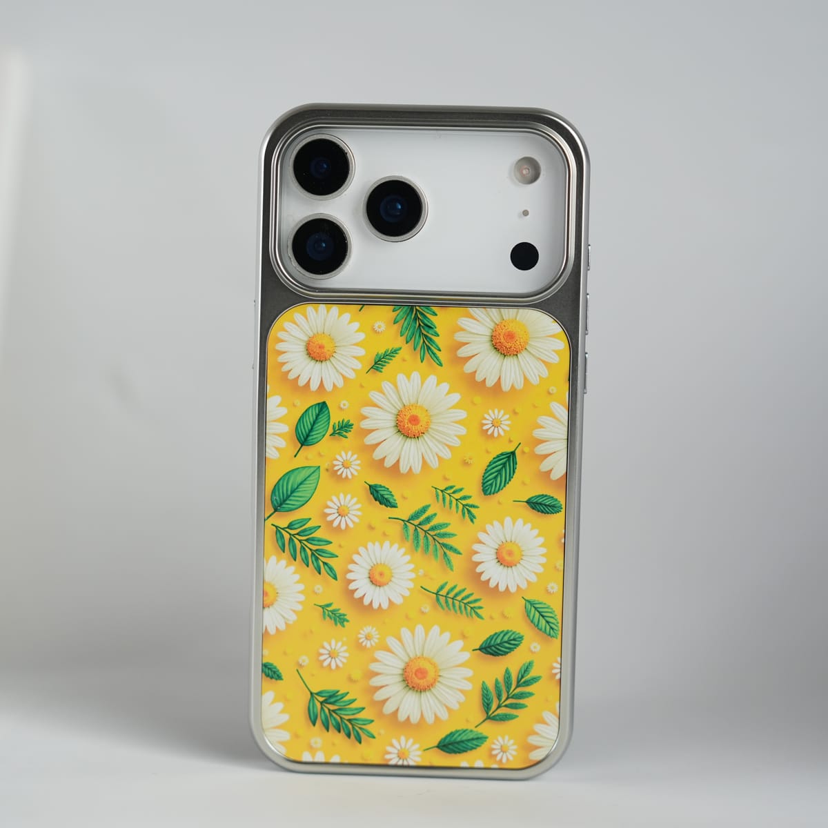 iPhone 17 Series Chrome Frame Floral Designer Bloom Case | Slim Protective Back Cover