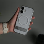 iPhone 17 Series Transparent Bottom Metal Stand MagSafe Supported Case Cover