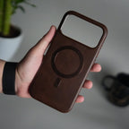 iPhone 17 Series Premium PU Leather Metal MagSafe Ring Case