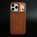 iPhone 17 Series Premium PU Leather Cut Pattern MagSafe Case with Metal Camera Frame