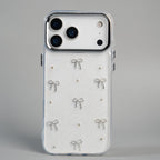 iPhone 17 Series Transparent Glitter Bow Protective Case