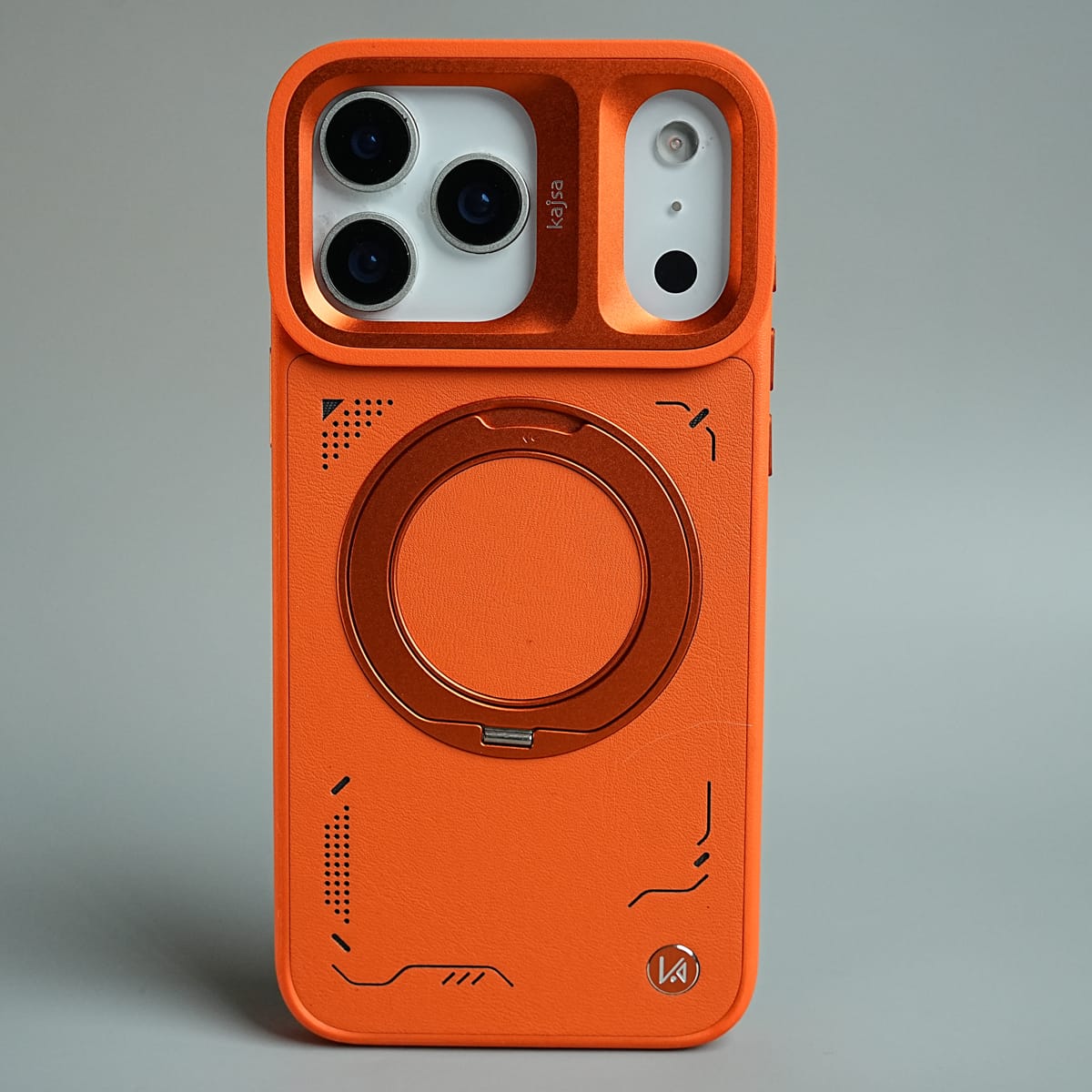 iPhone 17 Series Matrix Leather Pattern Case | Premium Luxury Back Cover with Ring Stand