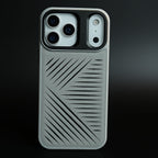 iPhone 17 Series Premium PU Leather Cut Pattern MagSafe Case with Metal Camera Frame