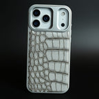 iPhone 17 Series Premium Croc Texture PU Leather MagSafe Case with Metal Camera Frame