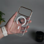 iPhone 17 Series Glitter MagSafe Case | Transparent Cover with Sparkle Finish & Metallic Camera Bumper