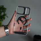 iPhone 17 Pro Max Clear MagSafe Case | Aluminum Metal Camera Frame | Shockproof Transparent Back Cover