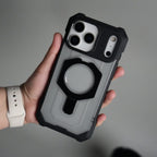 iPhone 17 Pro Max – Rugged Armor MagSafe Case with Metal Kickstand