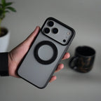 iPhone 17 Pro Max Transparent Magnetic Ring Case | Frosted Shockproof Kickstand Cover