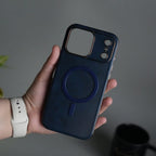 iPhone 17 Pro Max Metallic Textured Leather MagSafe Ring Case Cover