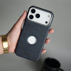 iPhone 17 Pro Max PU Leather Logo Cut MagSafe Case | Metal Camera Frame with Premium Finish