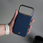 iPhone 17 Pro Max PU Leather Case with Metal Camera Frame