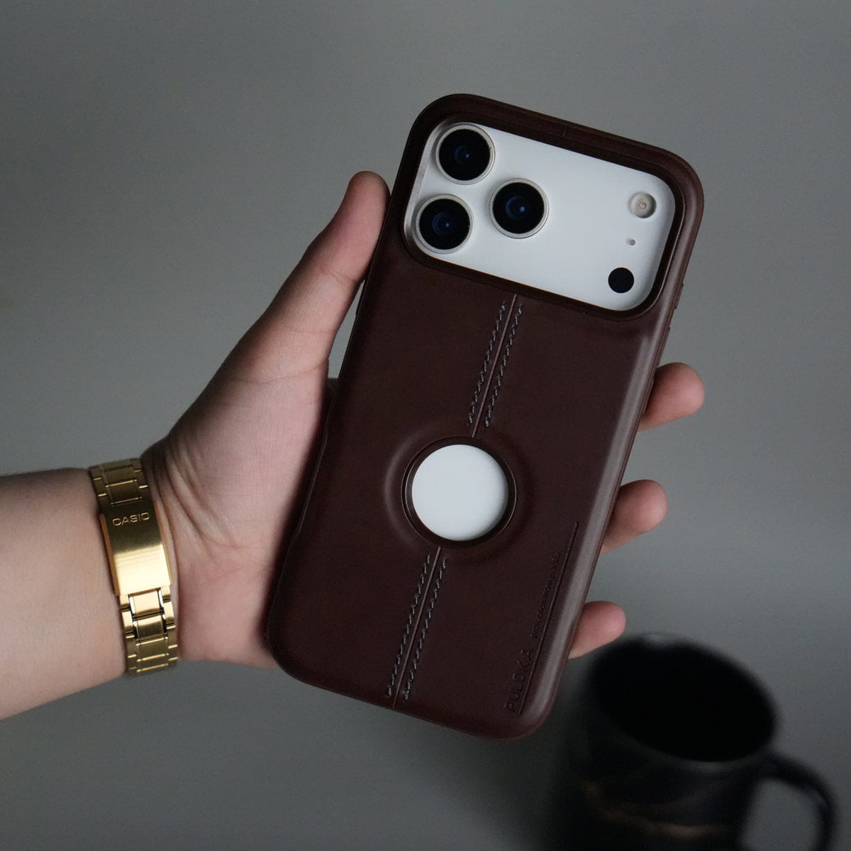 iPhone 17 Pro Max Leather Case | Classic Middle Stitched PU Back Cover