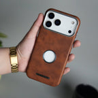 iPhone 17 Pro Max PU Leather Logo Cut MagSafe Case | Metal Camera Frame with Premium Finish