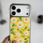 iPhone 17 Series Chrome Frame Floral Designer Bloom Case | Slim Protective Back Cover