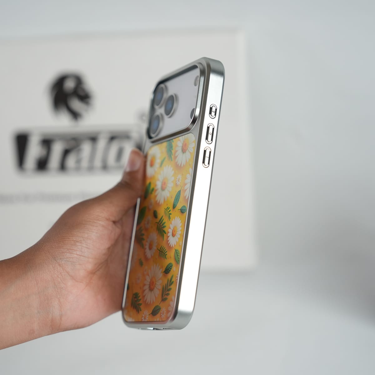 iPhone 17 Series Chrome Frame Floral Designer Bloom Case | Slim Protective Back Cover