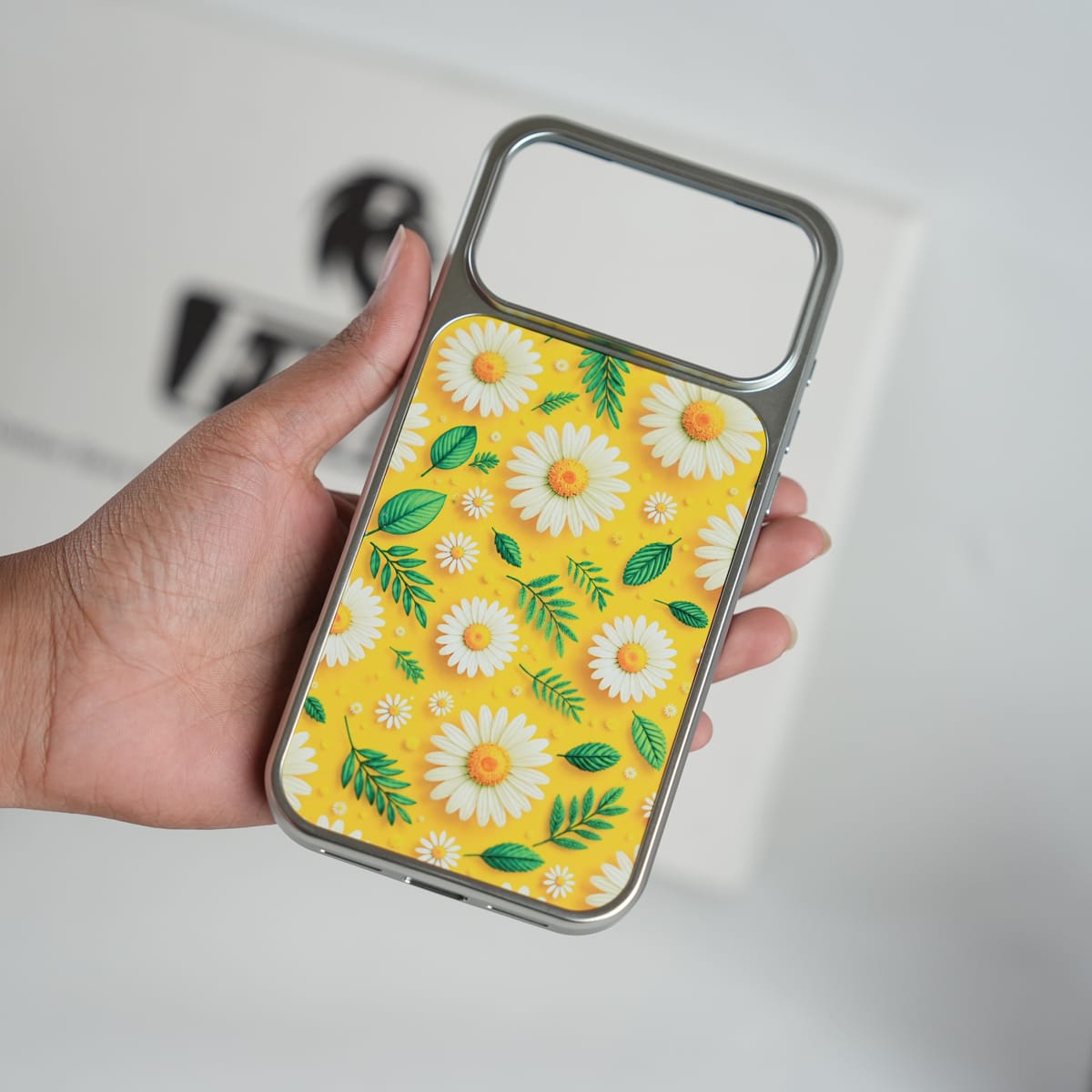 iPhone 17 Series Chrome Frame Floral Designer Bloom Case | Slim Protective Back Cover