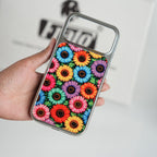 iPhone 17 Series Chrome Frame Floral Designer Bloom Case | Slim Protective Back Cover