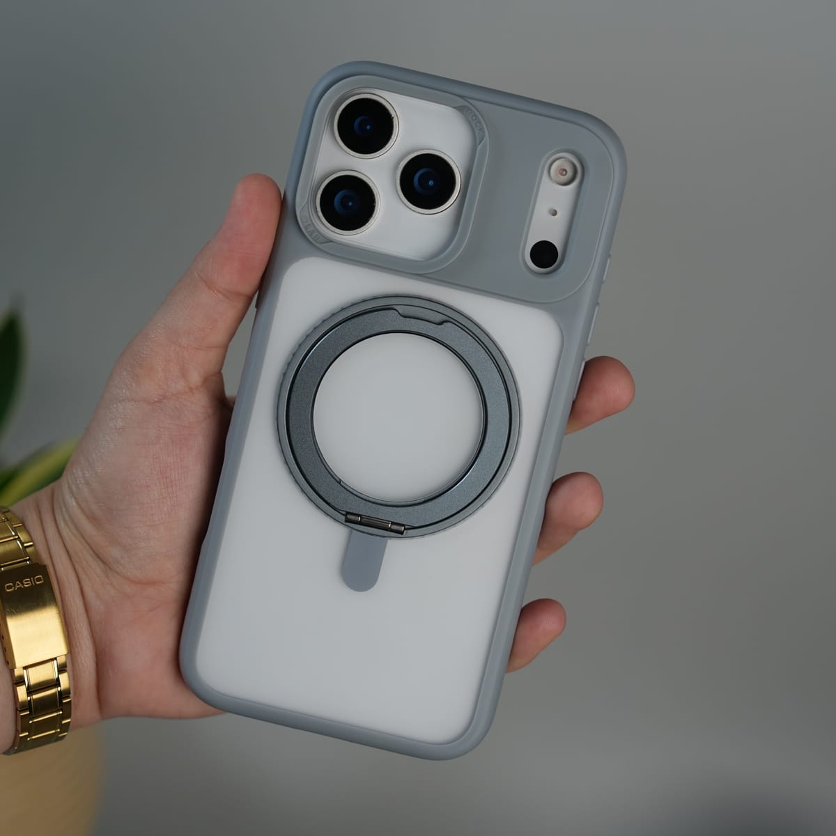 iPhone 17 Pro Max Frosted Case with MagSafe Metal Kickstand | Shockproof Matte Hybrid Cover