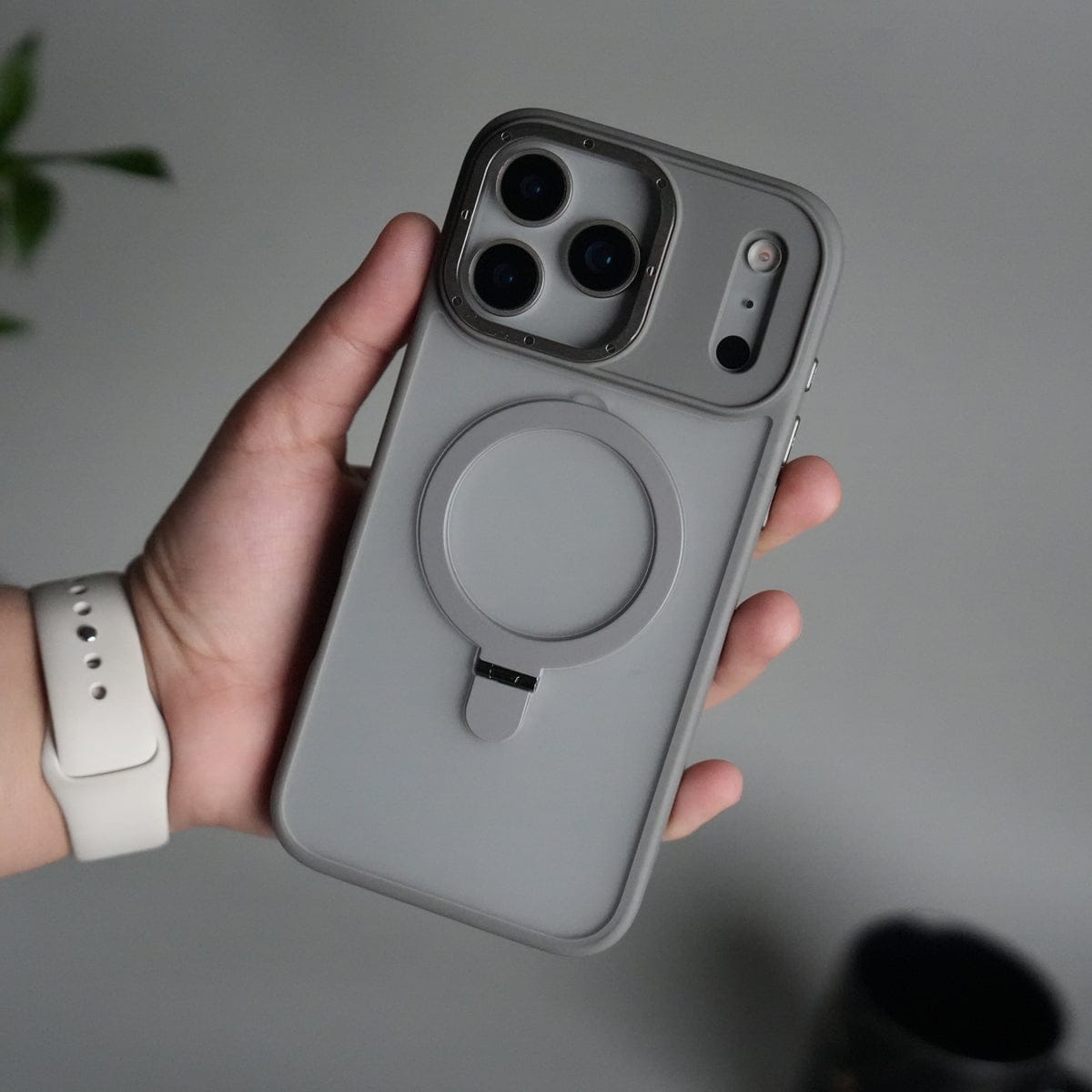 iPhone 17 Pro Max Frosted Case with Metal Camera Bump & Metal Kickstand | Shockproof Matte Hybrid Cover