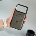 iPhone 17 Pro Max Premium PU Leather Case with Metal Kickstand | Metal Camera Bump | Luxury Shockproof Back Cover