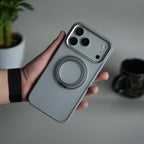 iPhone 17 Pro Max Transparent Magnetic Ring Case | Frosted Shockproof Kickstand Cover