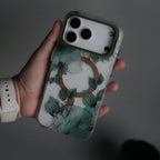 iPhone 17 Pro Max FloraCrystal Clear Floral Design Case with Color Metal Camera Stand Frame