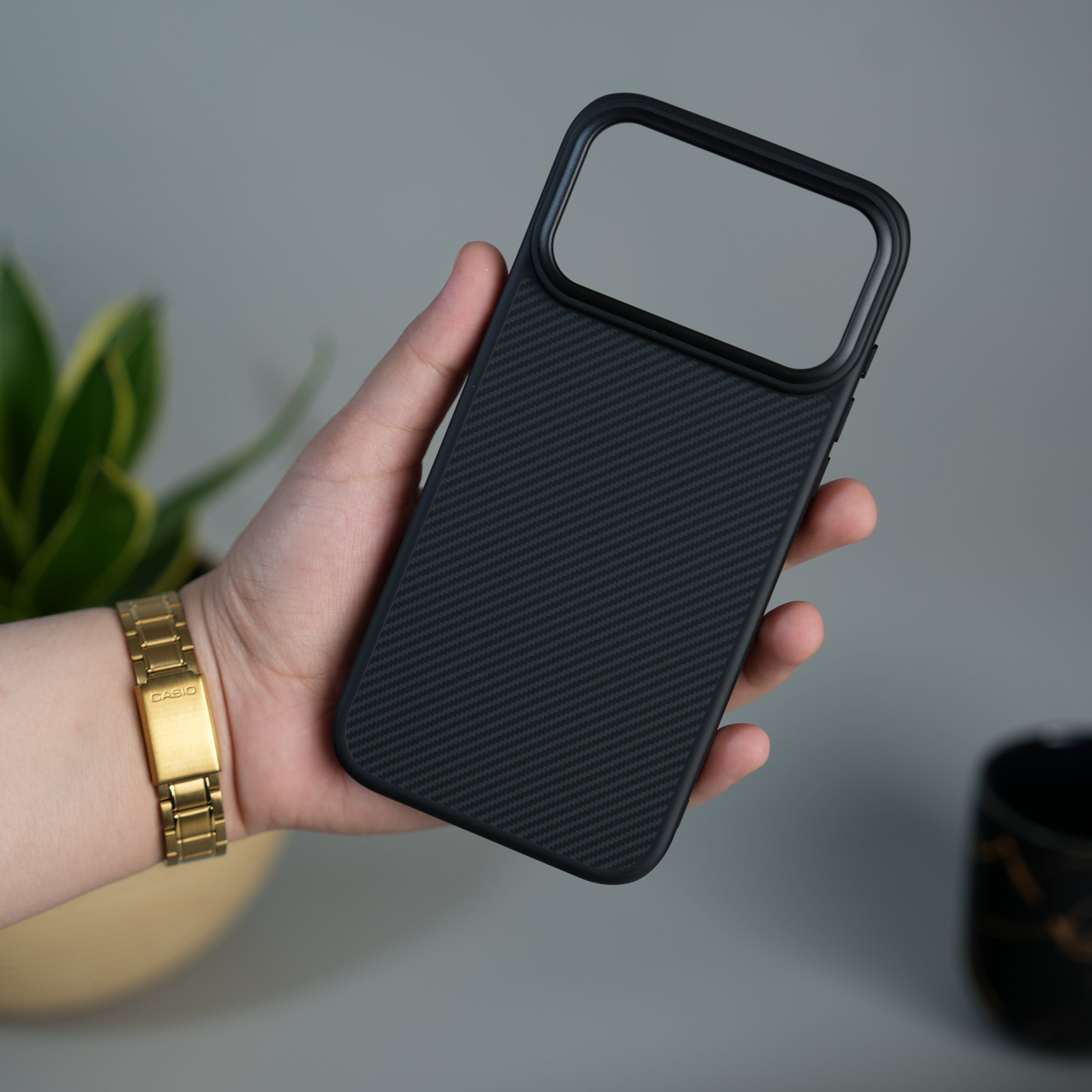 iPhone 17 Series CarbonFiber Texture Metal Camera Frame Magsafe Cover