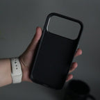 iPhone 17 Pro Max Carbon Fiber Texture Case with Metal Camera Frame & Rotating Ring Stand